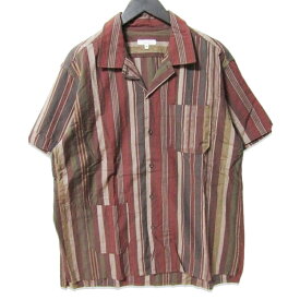 【中古】ENGINEERED GARMENTS エンジニアドガーメンツ Camp Shirt キャンプシャツ 半袖シャツ Variegated Stripe USA製 ブラウン Mストライプメンズ 27111771