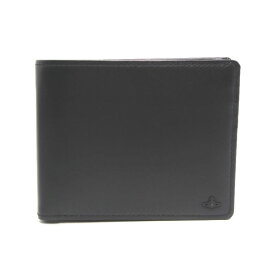 【中古】美品 Vivienne Westwood ヴィヴィアンウエストウッド 二つ折り財布 VWK-164 バーンズリー オーブ 牛革 ブラック 黒 レザー 28011401