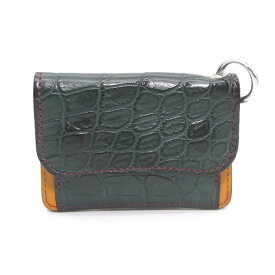 【中古】WILDSWANS ワイルドスワンズ 小銭入れ クロコ TONGUE アイレット タング コインケース ハンターグリーン/イエロー 内装ブッテーロ パターンオーダー レザー 28011429