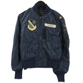 【中古】The REAL McCOY'S リアルマッコイズ L-2A ワッペンカスタム YEAGER フライトジャケット ミリタリー ネイビー 34メンズ 71014601
