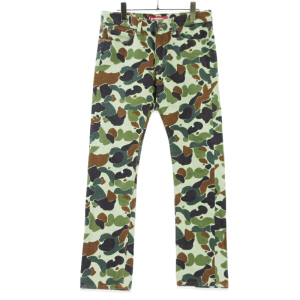 【中古】JUNYA WATANABE MAN × Levi's ジュンヤワタナベ マン デニムパンツ 510 WC-P208 カモフラ 迷彩 ジップフライ グリーン M W34/L32 日本製 メンズ 99001442