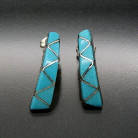 【中古】美品 Navajo ナバホ族 ピアス ターコイズ インレイ メンズ レディース セット インディアンジュエリー シルバー 28013347