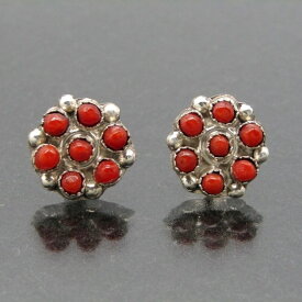【中古】Navajo ナバホ族 ピアス コーラル メンズ レディース セット インディアンジュエリー シルバー 28013349