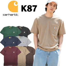 カーハート Tシャツ メンズ 半袖 Carhartt K87 ポケットT USAモデル ヘビーウェイト 6.75oz ワークウェア 無地 ロゴ ポケット付き ビッグシルエット 大きいサイズ 定番 セール