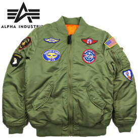 アルファalpha キッズ アウター フライトジャケット MA-1 with patches industries ブランド ワッペン ミリタリー US ジュニア 120 130 140 150 160cm