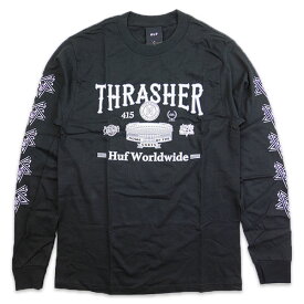 ハフ HUF ロンt Tシャツ 長袖 メンズ スラッシャー モンテレイ コラボ HUF×THRASHER Monteray L/S Tee ティーシャツ ロング ロンティー 長袖Tシャツ カットソー トップス メンズ 男性用 TS01918