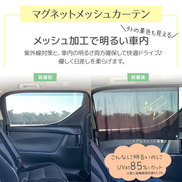 楽天市場 送料無料 マグネットカーテン 2枚入り ｌサイズ Uvカット メッシュ Rebalo おまかせ便2 車 日除け サンシェード カーテン ミニバン 車内 チャイルドシート 後部座席 窓 マグネット 車カーテン 車中泊 紫外線対策 送料込み レビュー特典対象