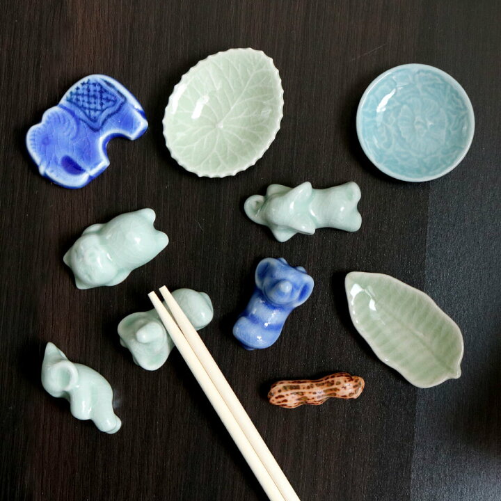 楽天市場】箸置き 象 ぞう 豚 ブタ ピーナッツ タイ セラドン焼 