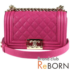 【Web限定 特別価格】【新品同様品】シャネル　BOY CHANEL/ボーイシャネル スモール チェーンショルダーバッグ20　グレインド カーフ/キャビアスキン　ローズパープル×ゴールド金具　A67085　28番台【安心保証付】【鑑定済】【中古】