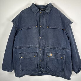 古着 ヴィンテージ カーハート Carhartt ダック ワークジャケット アンブレラケープ カバーオール オーバーサイズ ネイビー メンズ 【中古】