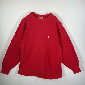 古着 80's/80年代 ヴィンテージ チャンピオン Champion USA製 スウェット リバースウィーブ オリジナル ワンポイント LARGE レッド メンズ 【中古】