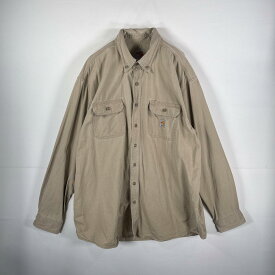 古着 カーハート Carhartt 長袖シャツ ワークシャツ FR ビッグサイズ XXL ベージュ メンズ 【中古】
