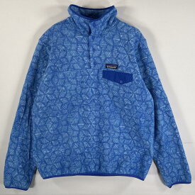 古着 パタゴニア patagonia フリースジャケット シンチラ ライトウェイト スナップT SP18 M ブルー 総柄 メンズ 【中古】