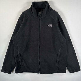 古着 ザ・ノースフェイス THE NORTH FACE フリースジャケット フルジップ ワンポイント刺繍ロゴ ビッグサイズ XXL ブラック メンズ 【中古】