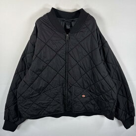 古着 ディッキーズ Dickies ナイロンジャケット キルティングブルゾン 大きいサイズ リブ付 ワンポイントロゴ刺繍 XXXXXL ブラック メンズ 【中古】