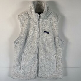 古着 パタゴニア patagonia フリースベスト ワンポイントロゴ フルジップ ボア 中綿 アウトドア L ホワイト レディース 【中古】