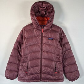 古着 パタゴニア patagonia ダウンジャケット ワンポイントロゴ アウトドア パーカー フーディー L 12 レッド系 レディース 【中古】