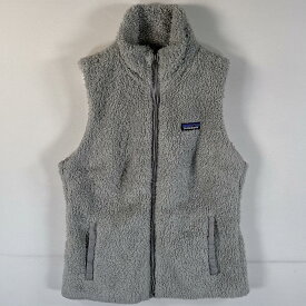 古着 パタゴニア patagonia フリースベスト ワンポイントロゴ フルジップ ボア サイドポケット M グレー レディース 【中古】