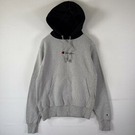 古着 チャンピオン Champion パーカー リバースウィーブ 復刻 ワンポイントロゴ刺繍 フーディ スウェット SMALL グレー メンズ 【中古】