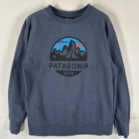 古着 パタゴニア patagonia スウェット スウェット ビッグロゴプリント 薄手 ラグラン クルーネック ロン T L ネイビー系 レディース 【中古】