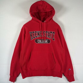 古着 チャンピオン Champion パーカー リバースウィーブ プルオーバー フーディ スウェット カレッジロゴプリント LARGE レッド メンズ 【中古】