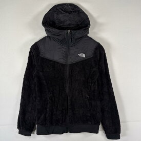 古着 ザ・ノースフェイス THE NORTH FACE フルジップフリースジャケット パーカー ナイロン切り替え ワンポイント S ブラック レディース 【中古】