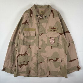 古着 90's/90年代 ミリタリー ミリタリージャケット BDUジャケット デザートカモフラ 米軍実物 U.S.NAVY 大きいサイズ XX−LARGE X−LONG ベージュ メンズ 【中古】