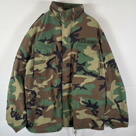 古着 90's/90年代 ミリタリー ミリタリージャケット 米軍実物 迷彩 M65 フィールドジャケット ウッドランドカモフラ LARGE−LONG グリーン メンズ 【中古】