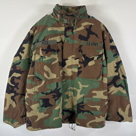 古着 90's/90年代 ミリタリー ミリタリージャケット 米軍実物 迷彩 M65 フィールドジャケット ウッドランドカモフラ MEDIUM−SHORT グリーン メンズ 【中古】