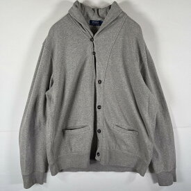 古着 ポロ・ラルフローレン POLO RALPH LAUREN スウェットカーディガン ショールカラー 大きいサイズ ボタン ポケット XL グレー系 メンズ 【中古】