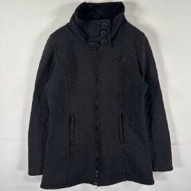 古着 ザ・ノースフェイス THE NORTH FACE ロングジャケット スウェット フルジップコート キルティング フリース M ブラック レディース 【中古】