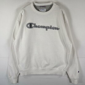 古着 チャンピオン Champion スウェット トレーナー ビッグロゴワッペン クルーネック プルオーバー L ホワイト メンズ 【中古】