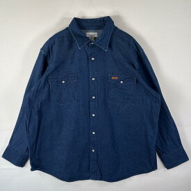 古着 カーハート Carhartt 長袖シャツ デニムシャツ スナップボタン 胸ポケット 大きいサイズ ウェスタンシャツ ワンポイント 3XL ブルー メンズ 【中古】