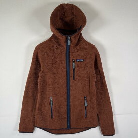 古着 パタゴニア patagonia フルジップフリースジャケット ワンポイントロゴ フーディ アウトドア S ブラウン レディース 【中古】