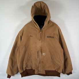 古着 カーハート Carhartt USA製 ダック アクティブジャケット 中綿 企業ロゴ刺繍 大きいサイズ XXL ブラウン メンズ 【中古】