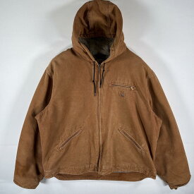 古着 カーハート Carhartt アクティブ、デトロイトジャケット ダック地 パーカー ワークジャケット 大きいサイズ XXL ブラウン メンズ 【中古】