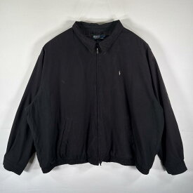 古着 ポロバイラルフローレン Polo by Ralph Lauren スウィングトップジャケット ワンポイントロゴ刺繍 大きいサイズ 4XLT ブラック メンズ 【中古】