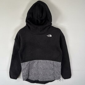 古着 ザ・ノースフェイス THE NORTH FACE フリースパーカー プルオーバー ナイロンツートンカラー L ガールズ 14-16 ブラック キッズ 【中古】