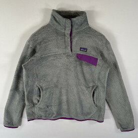 古着 パタゴニア patagonia フリーストレーナー ハーフボタン スナップボタン ボア ワンポイントロゴ L グレー レディース 【中古】