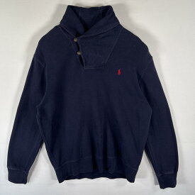 古着 90's/90年代 ポロバイラルフローレン Polo by Ralph Lauren スウェット ニット トレーナー ショールカラー L ネイビー メンズ 【中古】