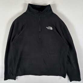 古着 ザ・ノースフェイス THE NORTH FACE フリースジャケット ハーフジップ トレーナー ワンポイントロゴ刺繍 プルオーバー M ブラック メンズ 【中古】
