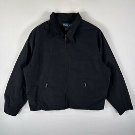 古着 ポロバイラルフローレン Polo by Ralph Lauren スウィングトップジャケット フルジップ ブルゾン コットンジャケット XXL ブラック メンズ 【中古】