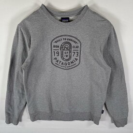 古着 パタゴニア patagonia スウェット トレーナー クルーネック プリントデザインロゴ アウトドア M ライトグレー メンズ 【中古】
