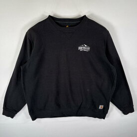 古着 カーハート Carhartt スウェット トレーナー クルーネック 前V ワンポイントロゴ刺繍 大きいサイズ XXL ブラック メンズ 【中古】