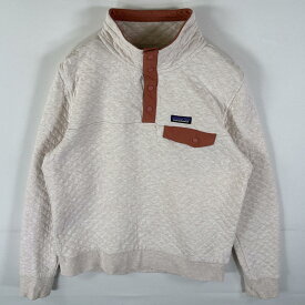古着 パタゴニア patagonia キルティングトレーナー ハーフスナップボタン ワンポイントロゴ フラップポケット M アイボリー メンズ 【中古】