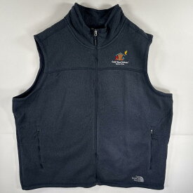 古着 ザ・ノースフェイス THE NORTH FACE フリースベスト ニットベスト フルジップ 大きいサイズ 企業ロゴ刺繍 XXXL ネイビー系 メンズ 【中古】