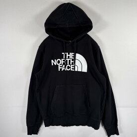 古着 ザ・ノースフェイス THE NORTH FACE パーカー プルオーバー フーディ スウェット ビッグロゴプリント M ブラック メンズ 【中古】