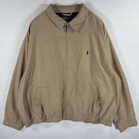 古着 ポロバイラルフローレン Polo by Ralph Lauren スウィングトップジャケット フルジップ ドリズラー 襟付き 大きいサイズ 3XB ベージュ メンズ 【中古】
