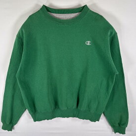 古着 チャンピオン Champion スウェット トレーナー クルーネック プルオーバー ワンポイントロゴ刺繍 L グリーン メンズ 【中古】