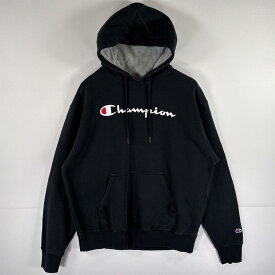 古着 チャンピオン Champion パーカー スウェット ビッグロゴプリント プルオーバー フーディ L ブラック メンズ 【中古】